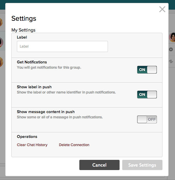 Screenshot of the Settings dialog box