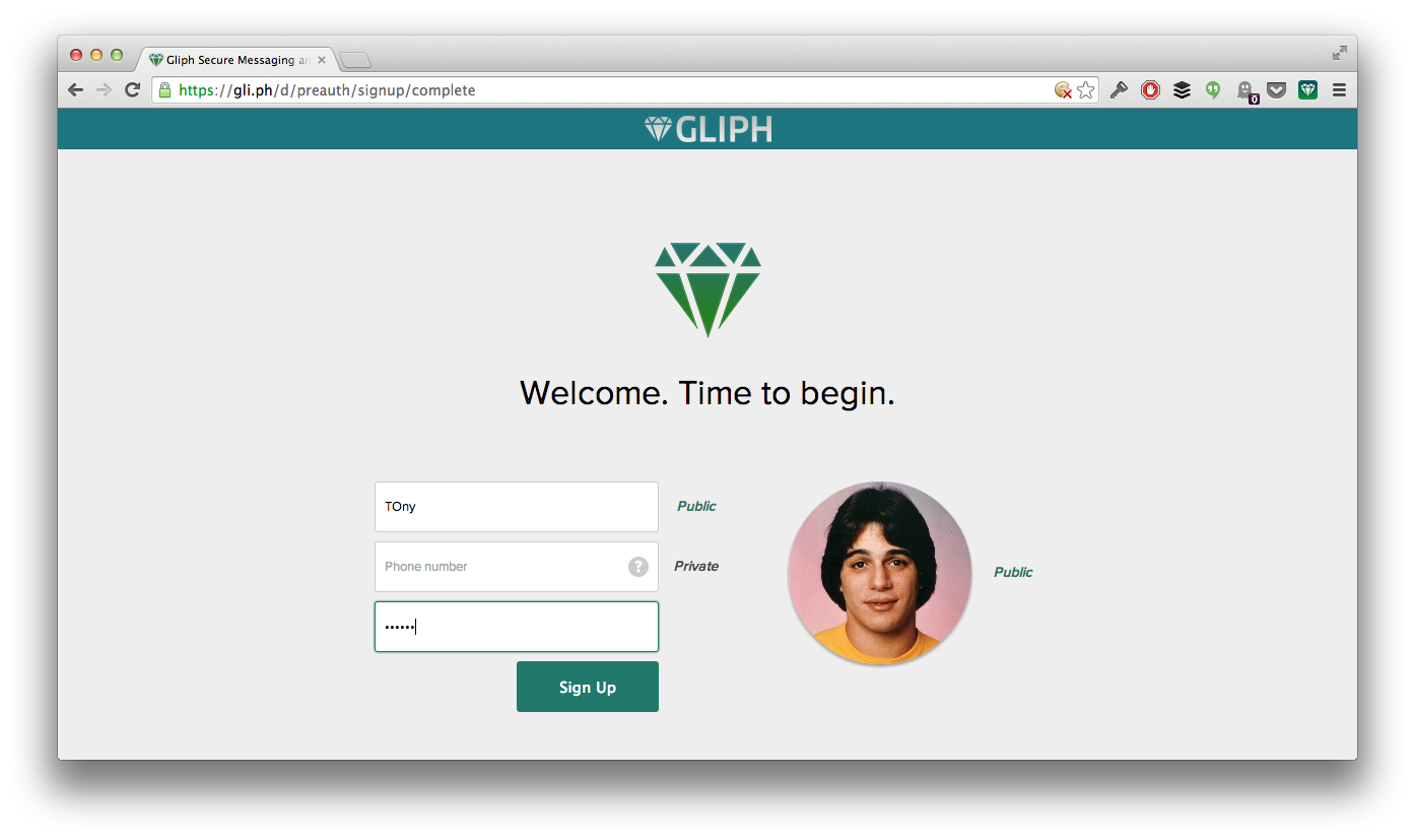 Gliph desktop web app